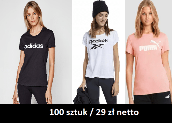 Koszulki Adidas/Puma/Reebok 100 szt/ 29 zł damskie