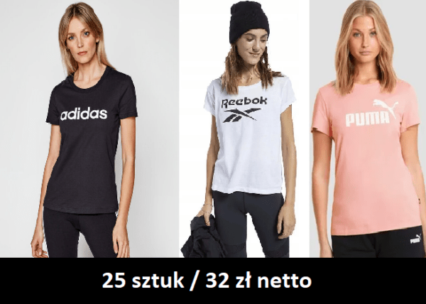 Koszulki Adidas/Puma/Reebok 25 szt/34 zł damskie