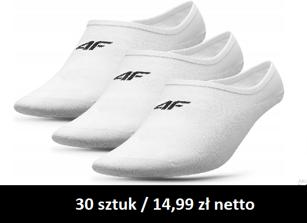 Skarpetki stopki 4F 3pack białe 39-42/43-46 30 paczek/14,99 zł