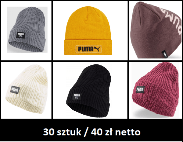 Czapka Puma męska damska jesienno-zimowa 30 szt / 40 zł netto