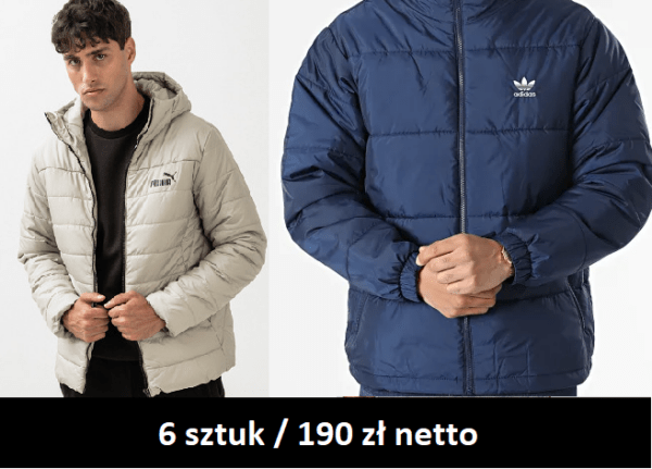 Kurtka męska Adidas Puma zimowa puchowa 6 szt / 190 zł netto