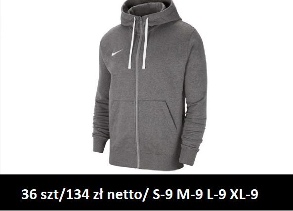 Ciepła Bluza Nike bawełniana rozpinana 36 szt / 134 zł Męska