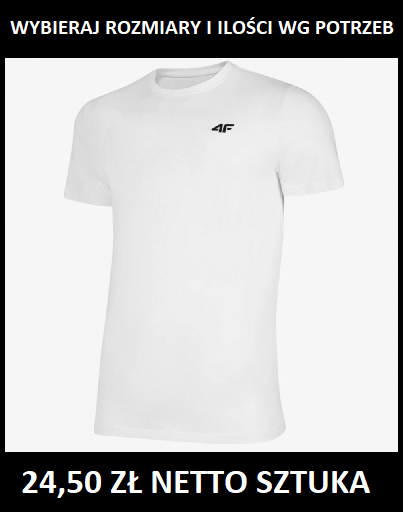 Koszulka 4F męska  bawełna 24,50 zł netto BIAŁA