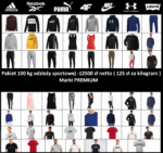 Pakiet odzieży sportowej Marki PREMIUM !!!  %%% WYPRZEDAŻ%%%    100KG-12 500 zł netto   Adidas,Puma,Reebok,Nike,4F,Everlast,Levis (Kopia) (Kopia) (Kopia)